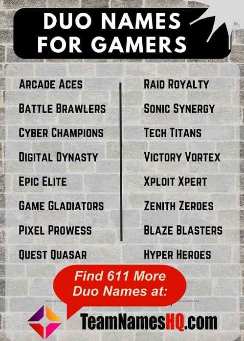 Best Duo Names for Games: Level Up Your Gameplay with These Awesome Pairings