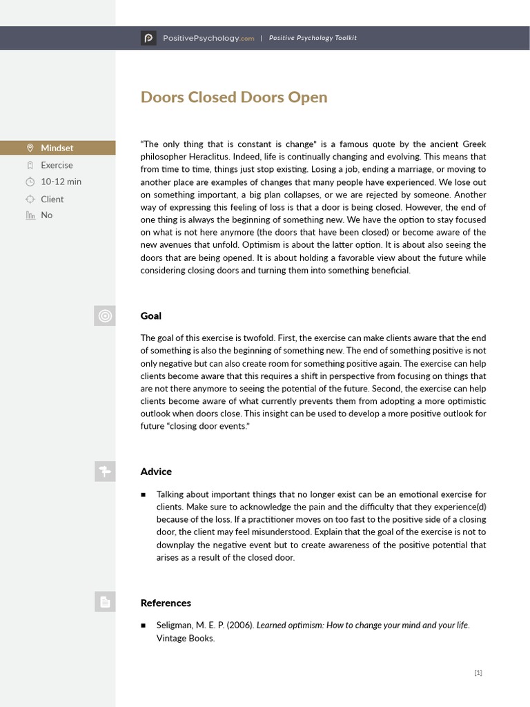 Doors Close, Doors Open: Find Hope with Positive Psychology Tips